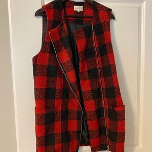 Jolt Women's Red and Black Plaid Vest